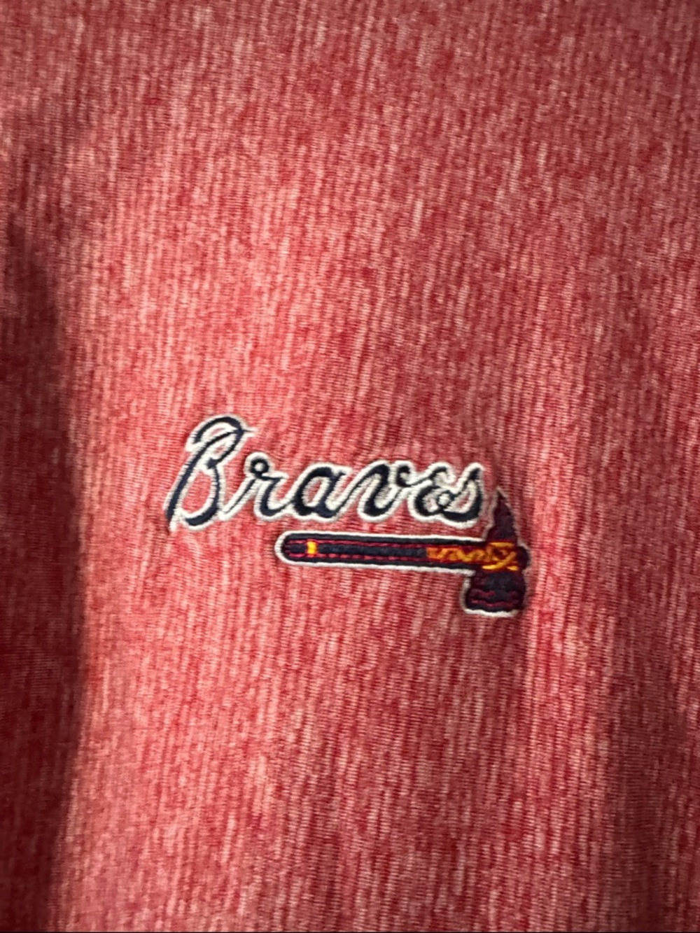 Atlanta Braves Antigua 1/4 Zip Pullover Jacket Red Heather Men's XL - Picture 2 of 5